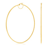 Italian 14k Yellow Gold Diamond Cut Flat Cube Hoop Earrings 3.4" 1.5mm 4.3 grams