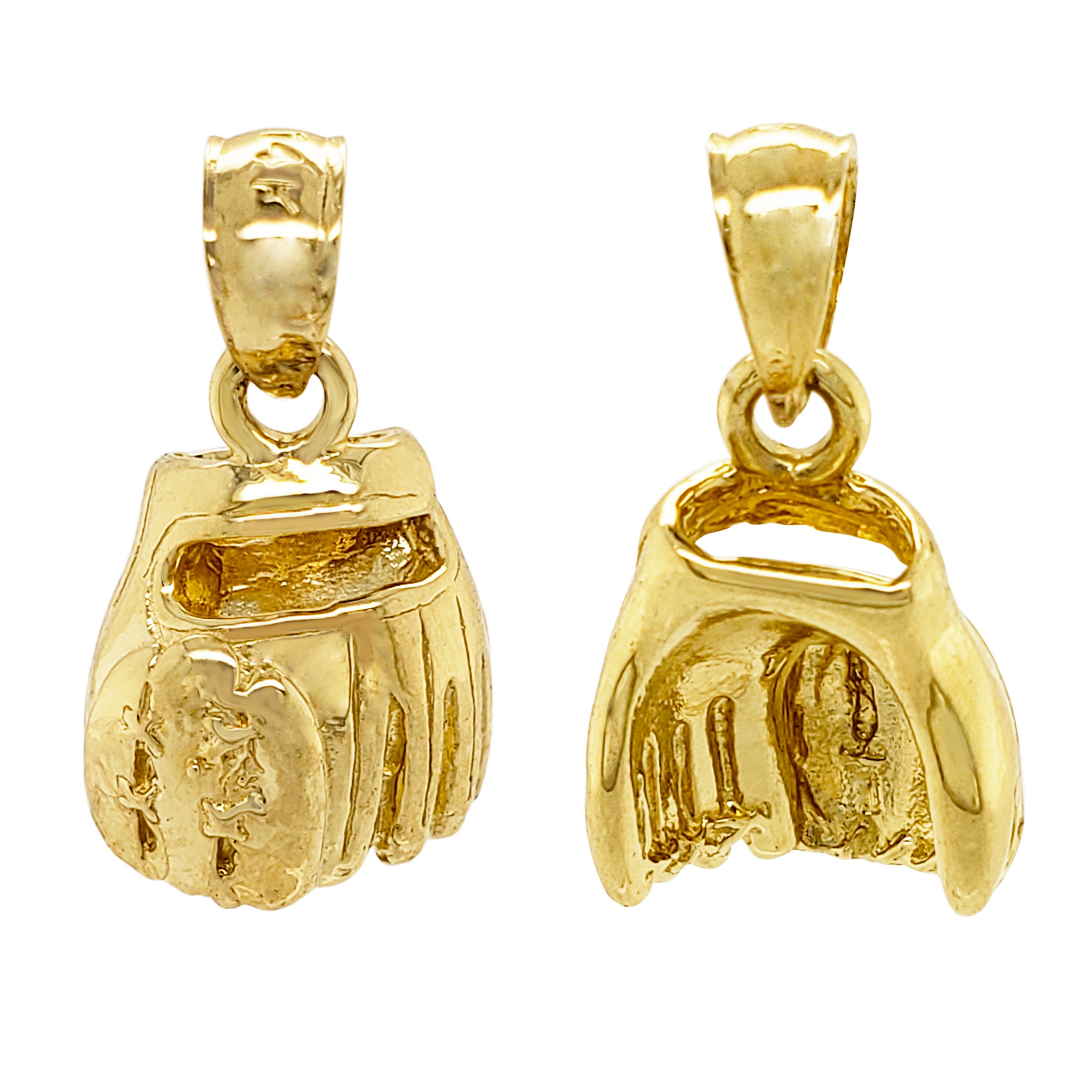 14k Yellow Gold Baseball Gloves Charm Pendant 2.8 grams - Yellow