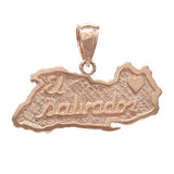 14k Rose Gold Travel Souvenir Country Map of El Salvador Charm Pendant 2.4 grams - Rose