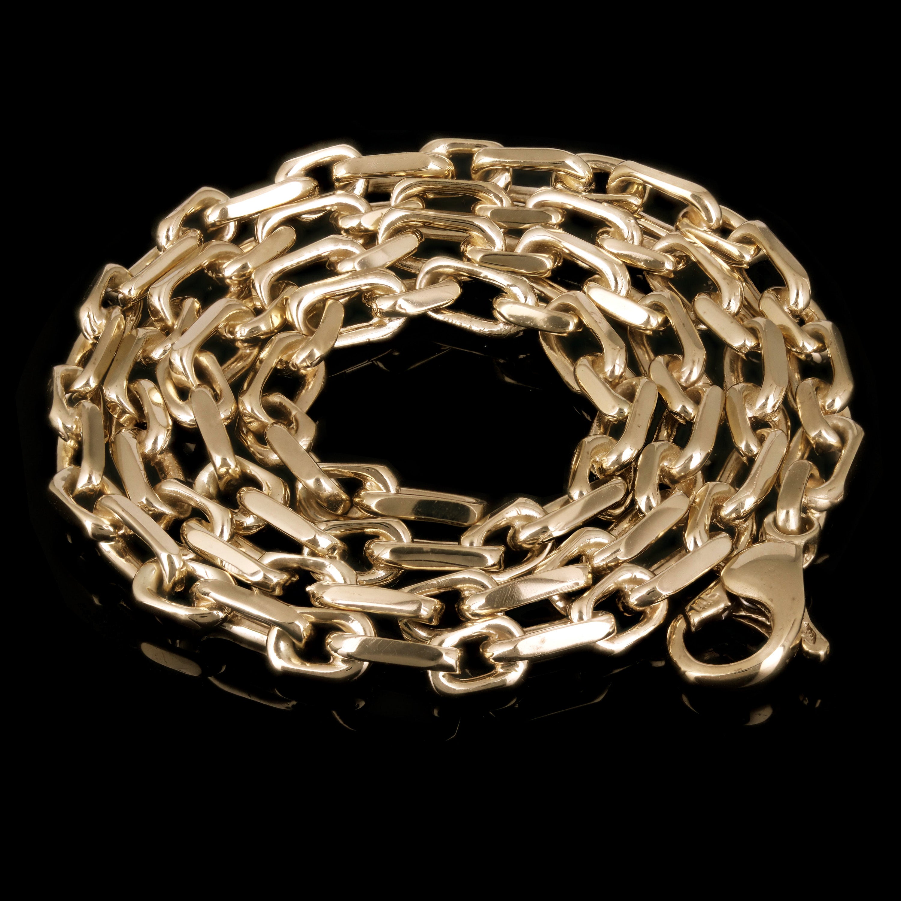 10k Yellow Gold Handmade Square Rectangle Link Chain Necklace 24" 4.5mm 38 grams