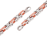 14k Rose & White Gold Handmade Fashion Link Bracelet 8" 10.5mm 38.8 grams