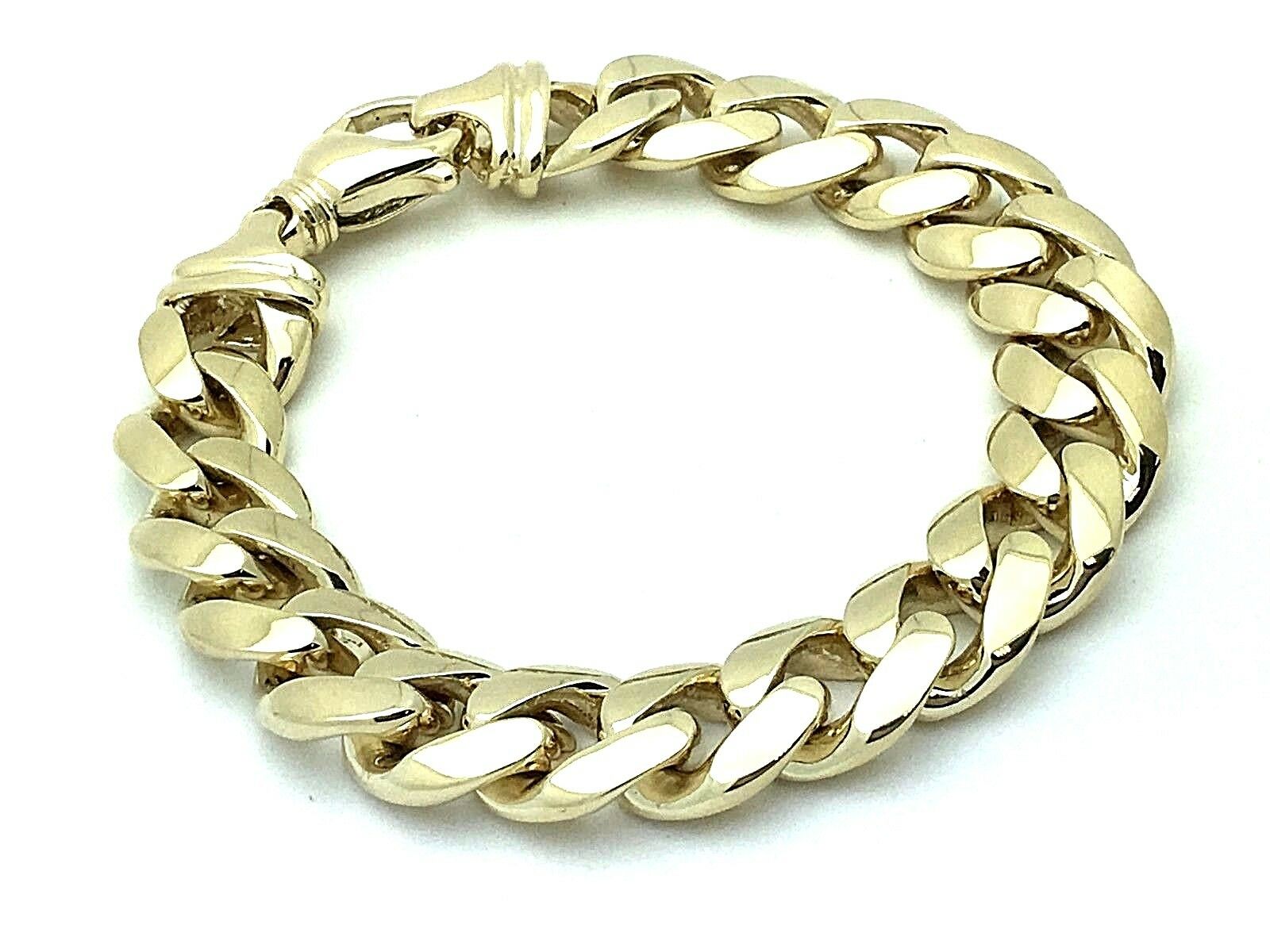 14k Yellow Gold Solid Miami Cuban Link Chain Bracelet 8.5" 13.25mm 90 grams