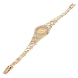 14k Yellow Gold Nugget Link Wrist Watch with Geneve Diamond Watch 6.5"-7" 29.8g