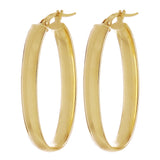 Italian 14kt Yellow Gold Hollow Oval Hoop Drop Earrings 1.4" 5.9mm 2.8 grams