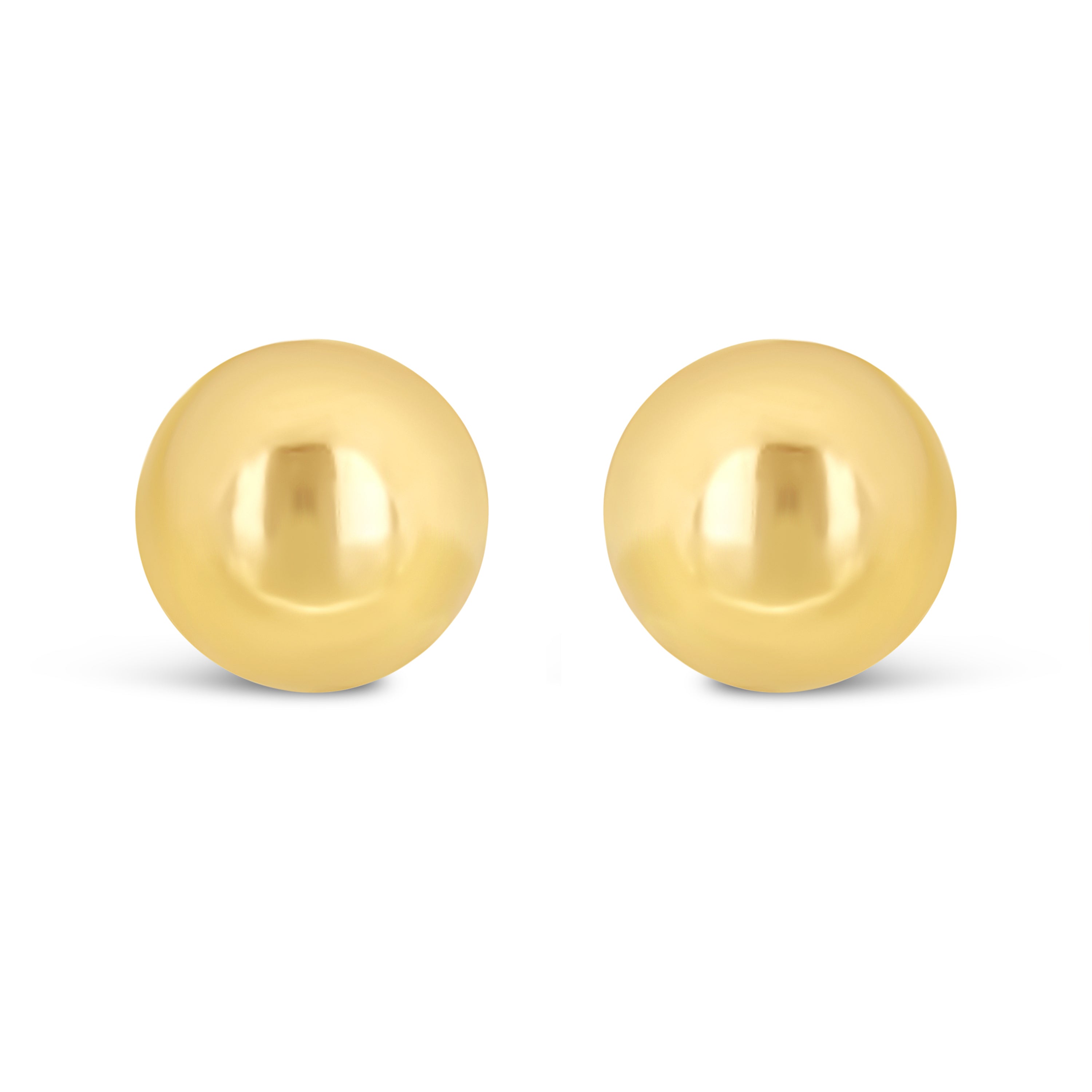 Italian 14k Yellow Gold High Shine Classic Round Bead Ball Stud Earrings 8mm - 8 mm