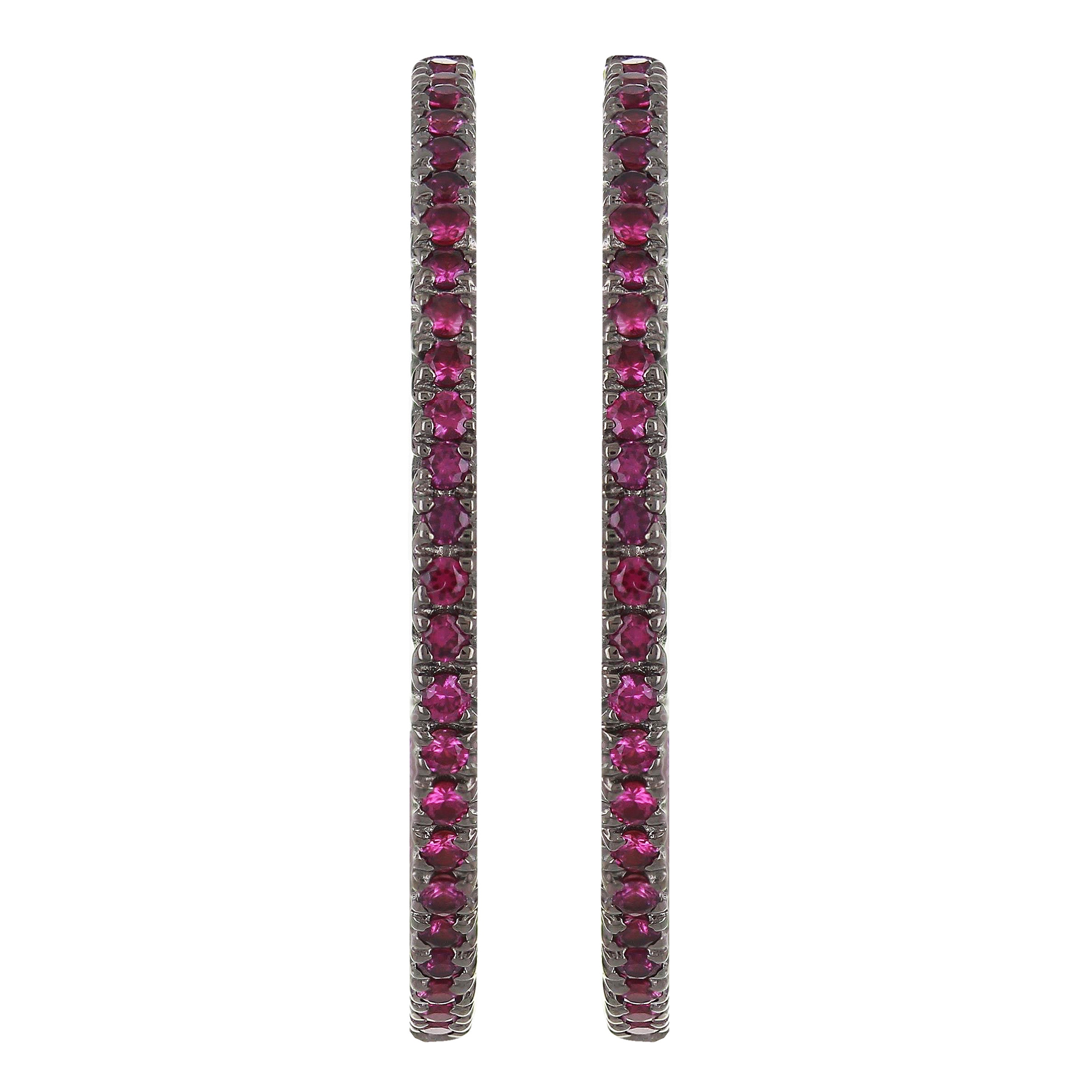 18k Black Gold Ruby Inside Out Hoop Earrings