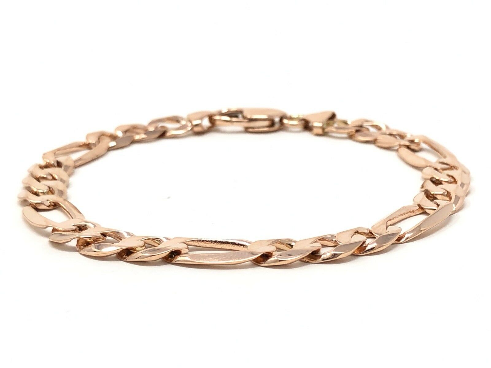 14k Rose Gold Figaro Bracelet Solid Link Chain 7.5" 8.25mm 16 grams - 7.5" 16 grams