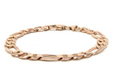 14k Rose Gold Figaro Bracelet Solid Link Chain 7.5" 8.25mm 16 grams - 7.5" 16 grams
