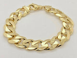 Men's 14k Yellow Gold Solid Heavy Cuban Link Chain Bracelet 9" 15.6mm 82 grams - 9"