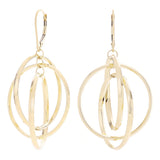 Italian 14k Yellow Gold Polished Triple Round Entwined Dangle Earrings 2" 4.1g