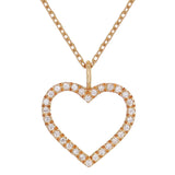 14k Rose Gold 0.10ctw Natural Diamond Heart Charm Pendant Necklace 18" - Rose