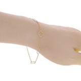 Italian 14k Yellow & White Gold Flower Charm Station Bracelet 7" 1.6 grams