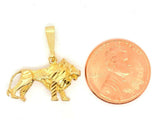 10k Yellow Gold Solid Animal Diamond Cut Lion Charm Pendant 3.2 grams