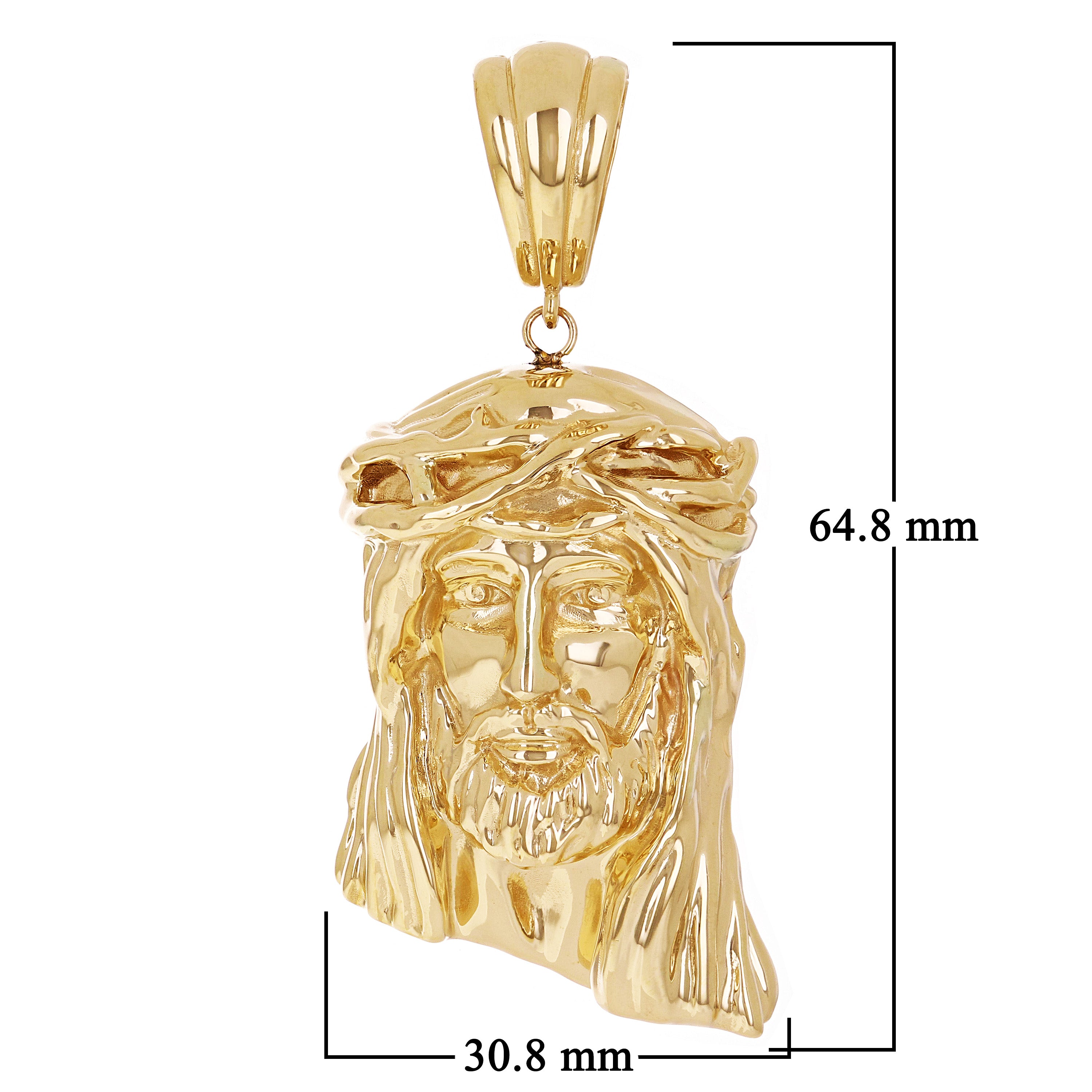Italian 14k Yellow Gold Jesus Piece Jesus Christ Face Pendant 2.6" 13.8 grams - 2.6"