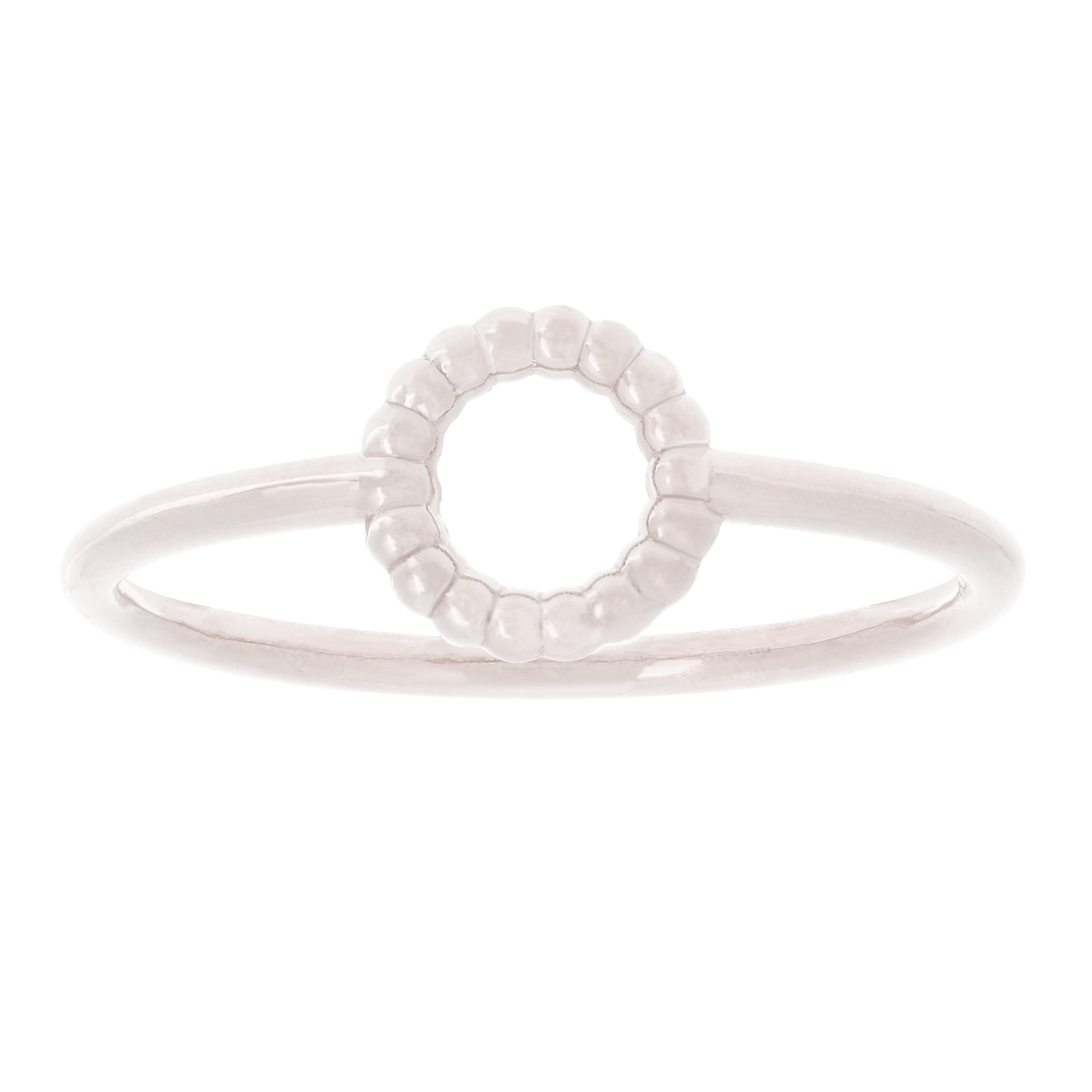 14k White Gold Bright Polished Twisted Open Circle Slim Stackable Ring Size 7 - White