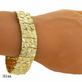 Men's 14k Yellow Gold Solid Nugget Bracelet 8.5"- 9" 18.5mm 59.5 grams