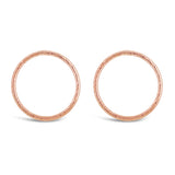Italian 14k Rose Gold Shiny Slender Twisted Eternity Circle Hoop Stud Earring - Rose