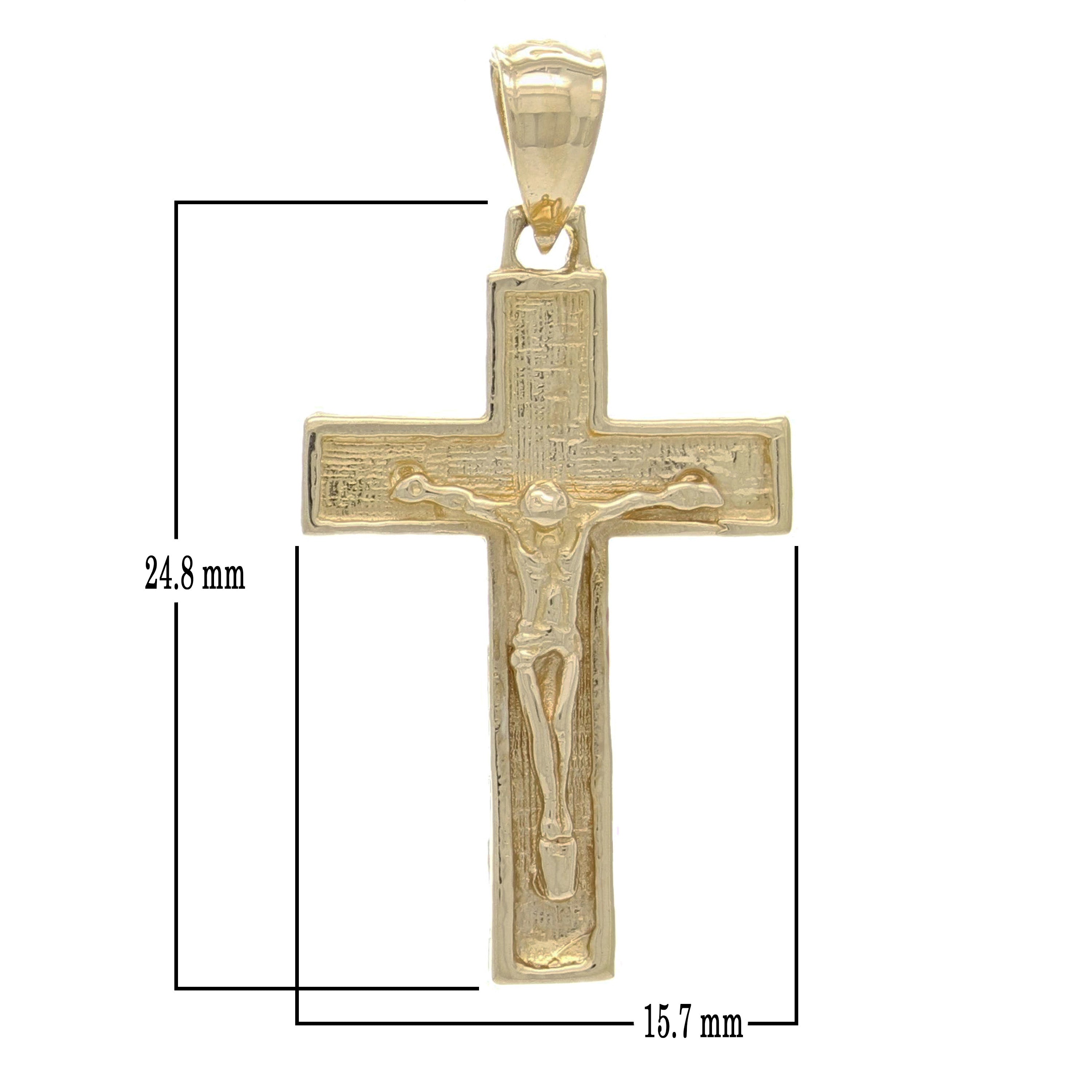 14k Yellow Gold Jesus Christ Crucifix Cross Religious Charm Pendant 1.18" 2g - Yellow