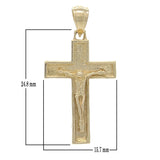 14k Yellow Gold Jesus Christ Crucifix Cross Religious Charm Pendant 1.18" 2g - Yellow