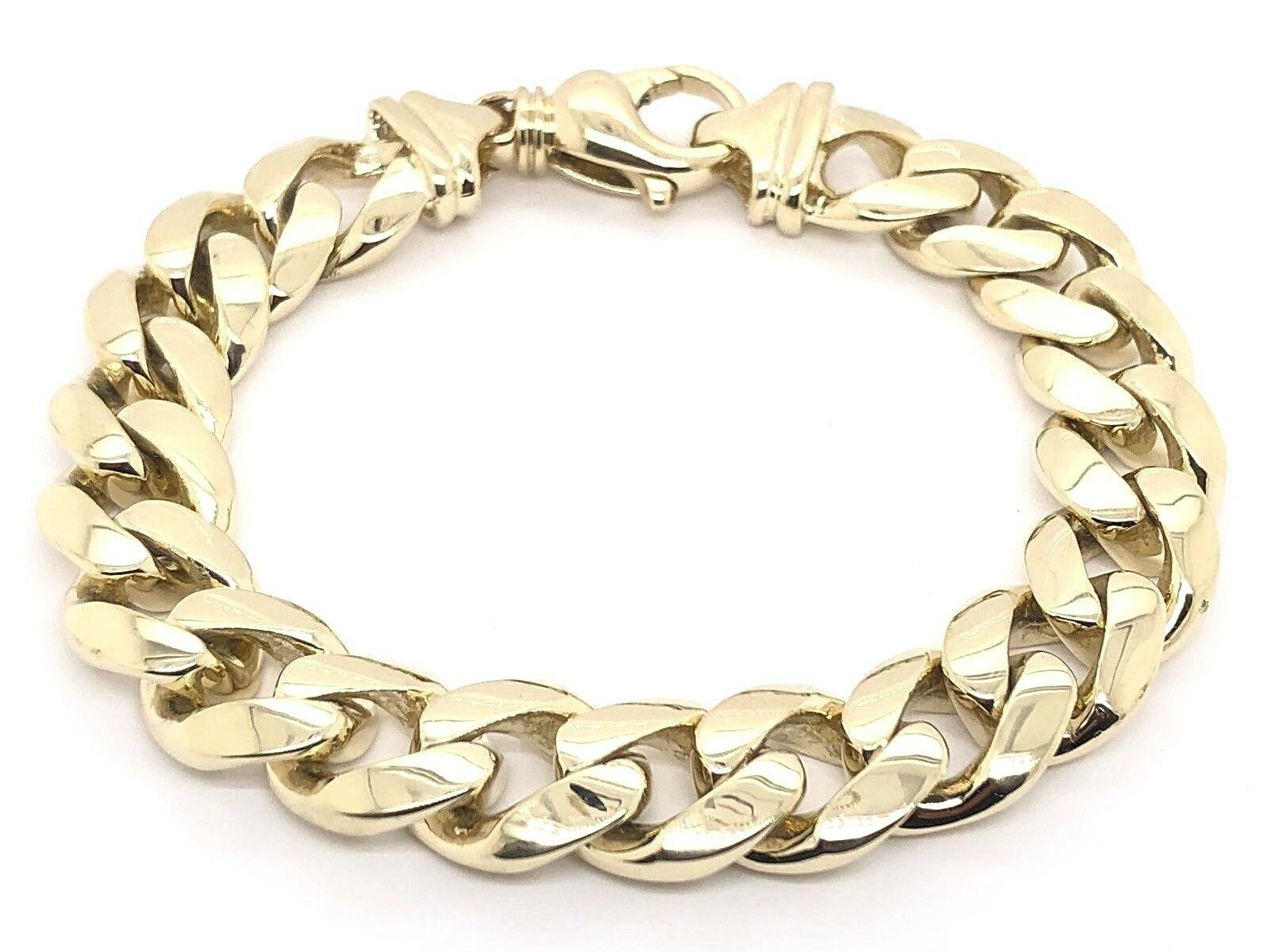 Men's 14k Yellow Gold Solid Miami Cuban Link Chain Bracelet 8" 12.5mm 84 grams