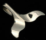14k White Gold Solid High Polish Whale Tail Slide Charm Pendant 1.1 grams