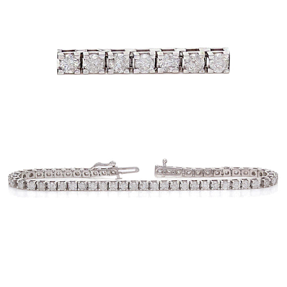 14k White Gold 4.31ctw Diamond Classic Tennis Bracelet 7