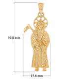 14k Rose Gold Solid Santa Muerte Grim Reaper Angel of Death Charm Pendant 5.4g