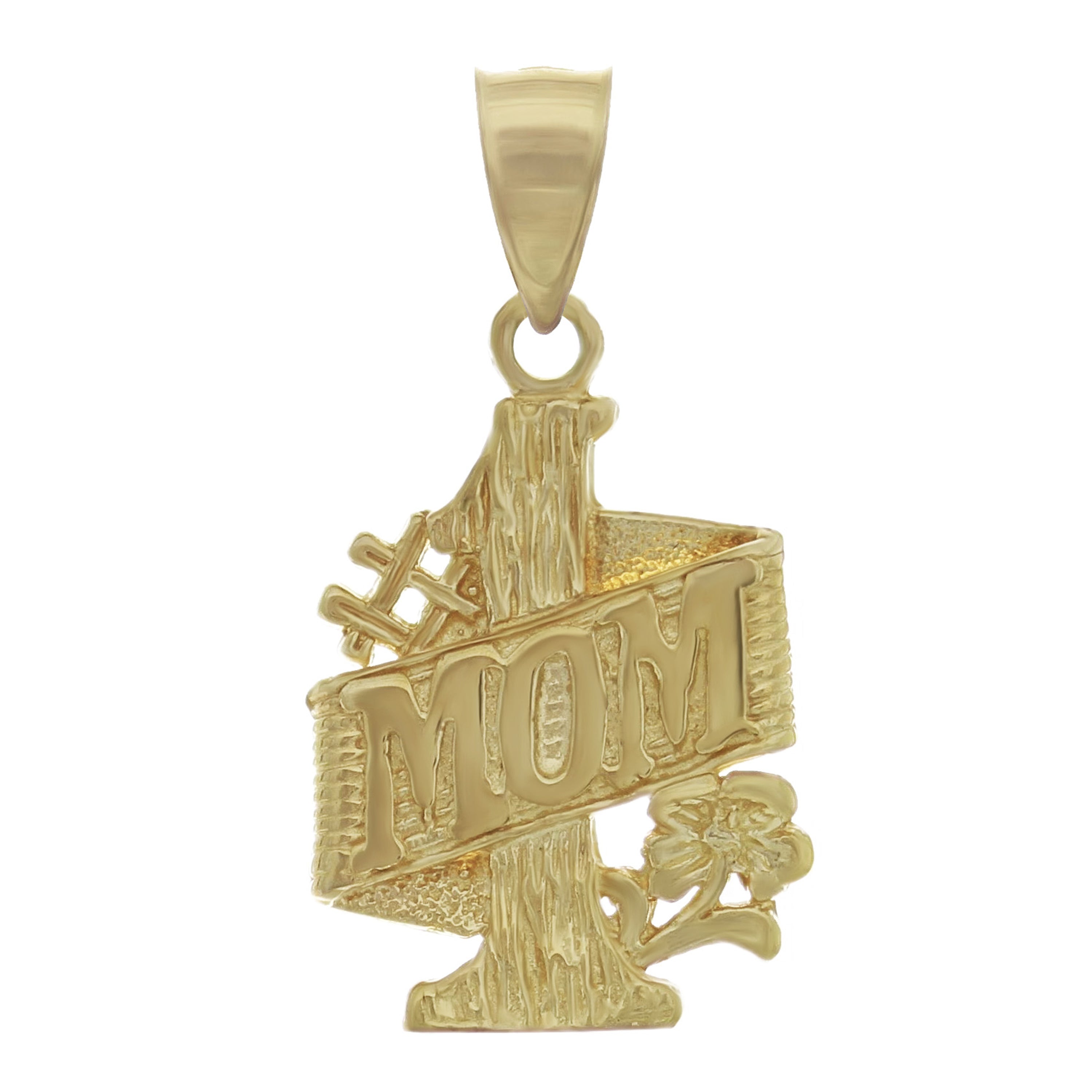 14k Yellow White or Rose Gold Mother's Day Gift #1 MOM Charm Pendant