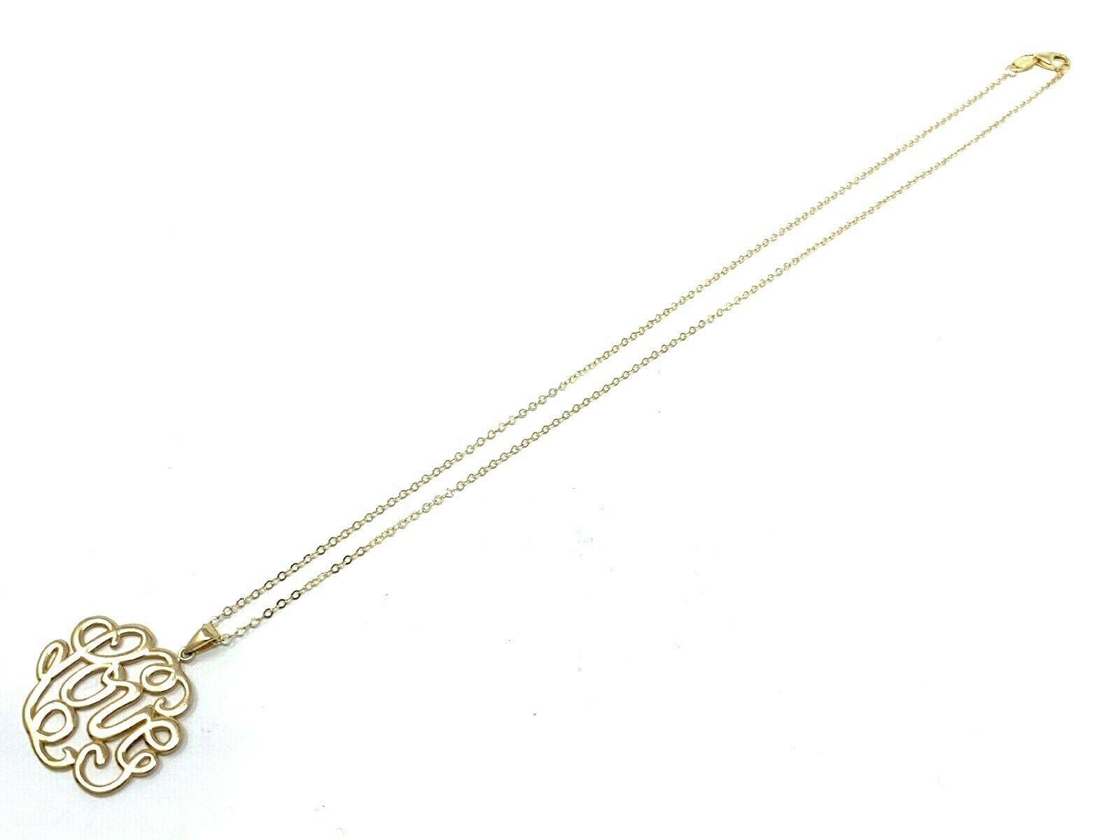 14k Yellow Gold Monogram LOVE Pendant Necklace Rolo Chain 17" 3.1grams