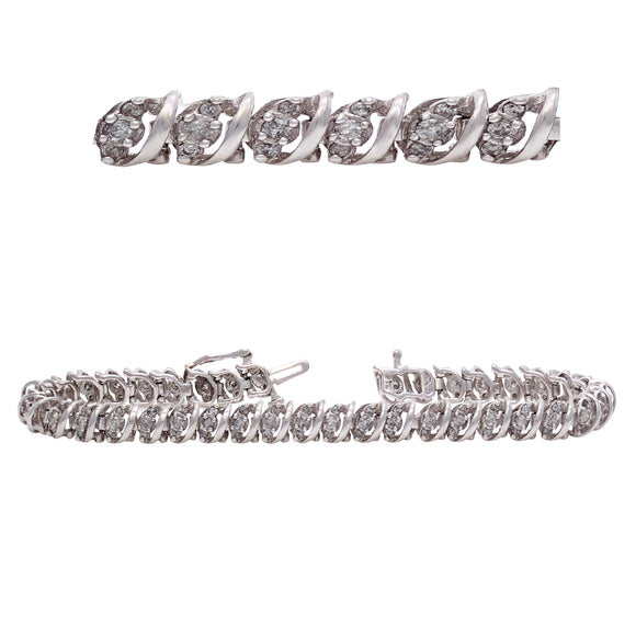 10k White Gold 2ctw Diamond San Marcos Link Tennis Bracelet 7