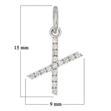 14k White Gold Diamond Initial Letter X Charm Pendant - Letter X,White