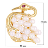14k Yellow Gold Vintage Bird Swan Brooch Pin Pendant with Pearl, Ruby & Diamonds