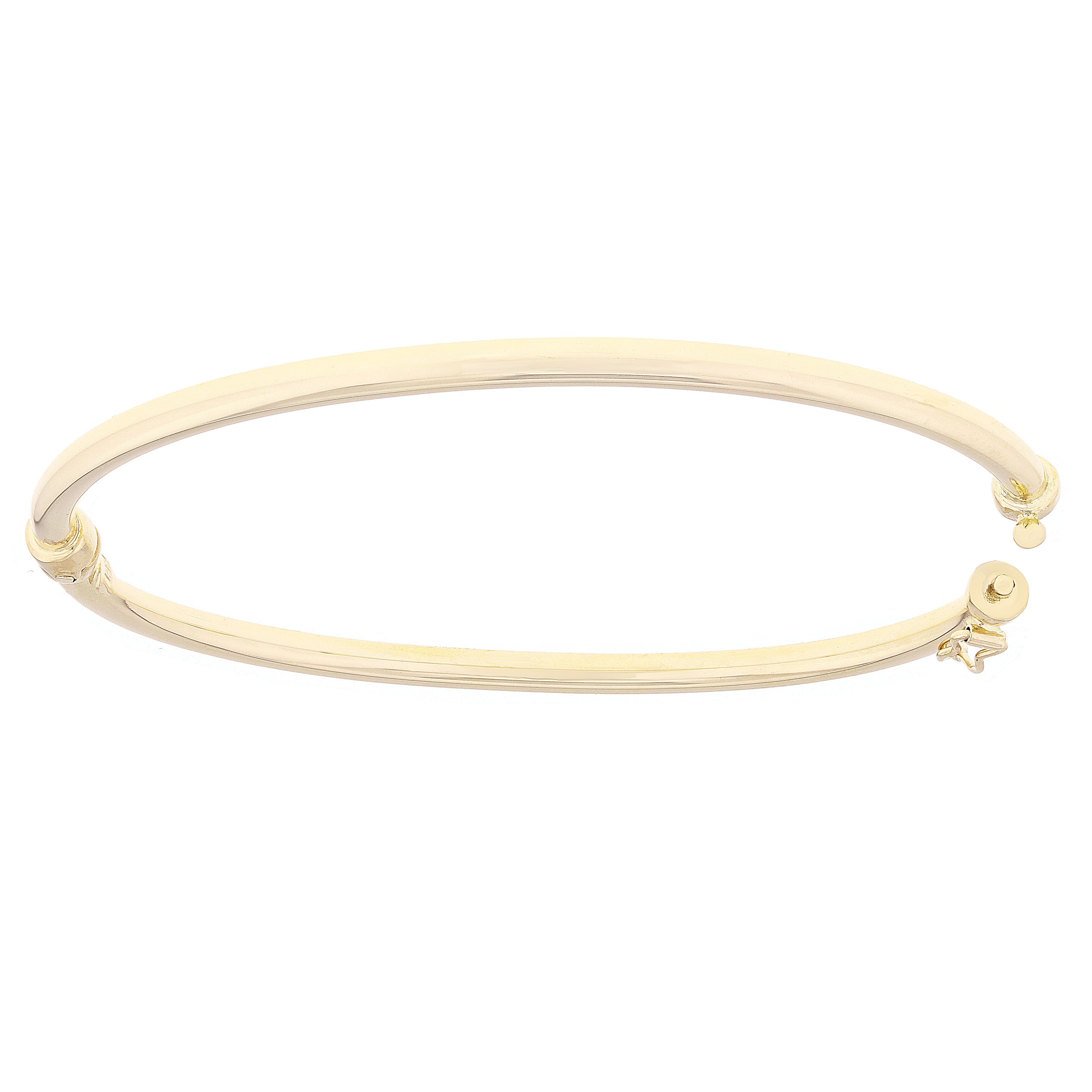 Italian 14k Yellow Gold Polished Hollow Tube Oval Bangle Bracelet 3mm 7"