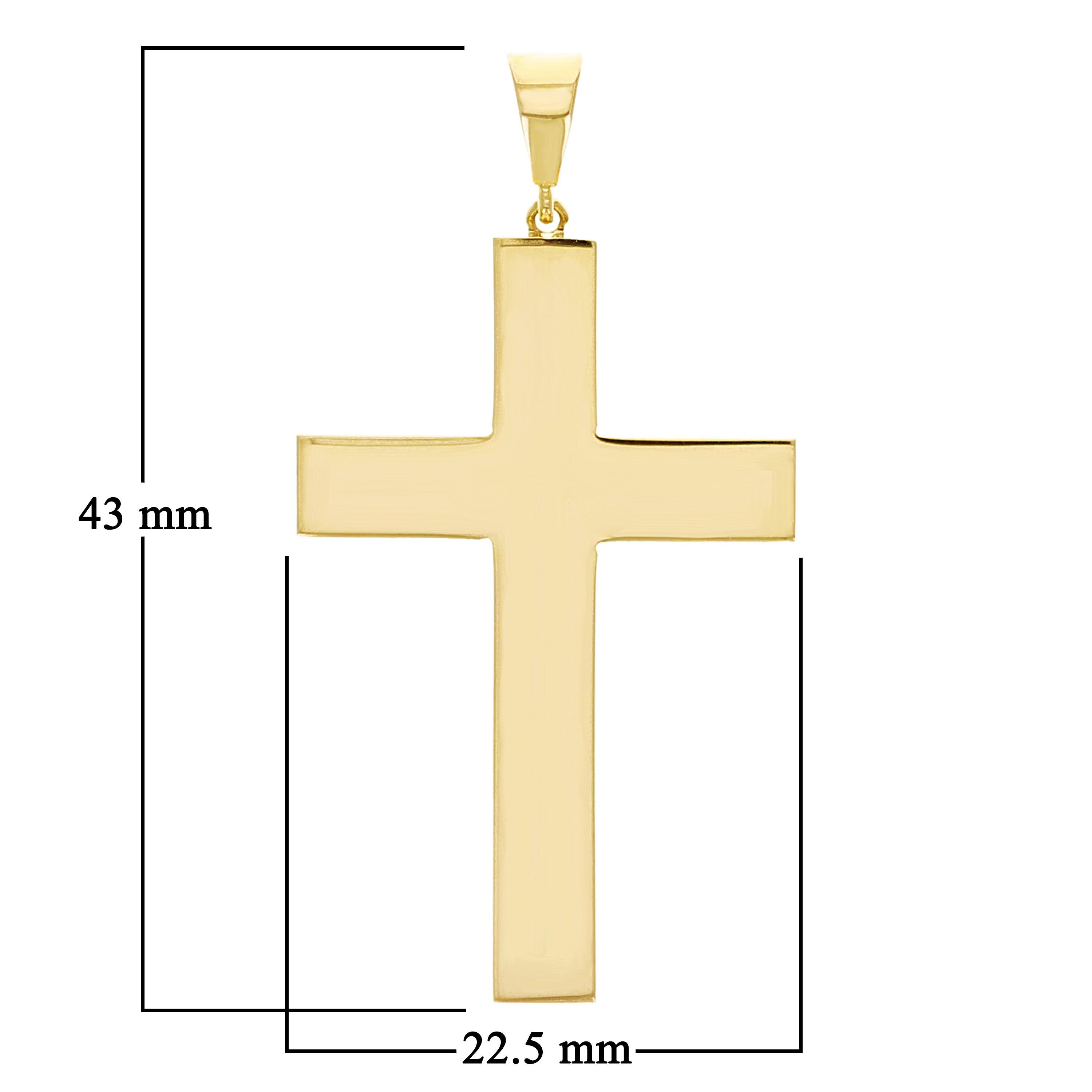 Italian 14k Yellow Gold Hollow Plain 3D Cross Charm Pendant 1.7" 2.8 grams