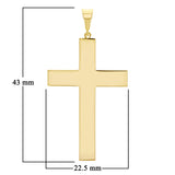 Italian 14k Yellow Gold Hollow Plain 3D Cross Charm Pendant 1.7" 2.8 grams