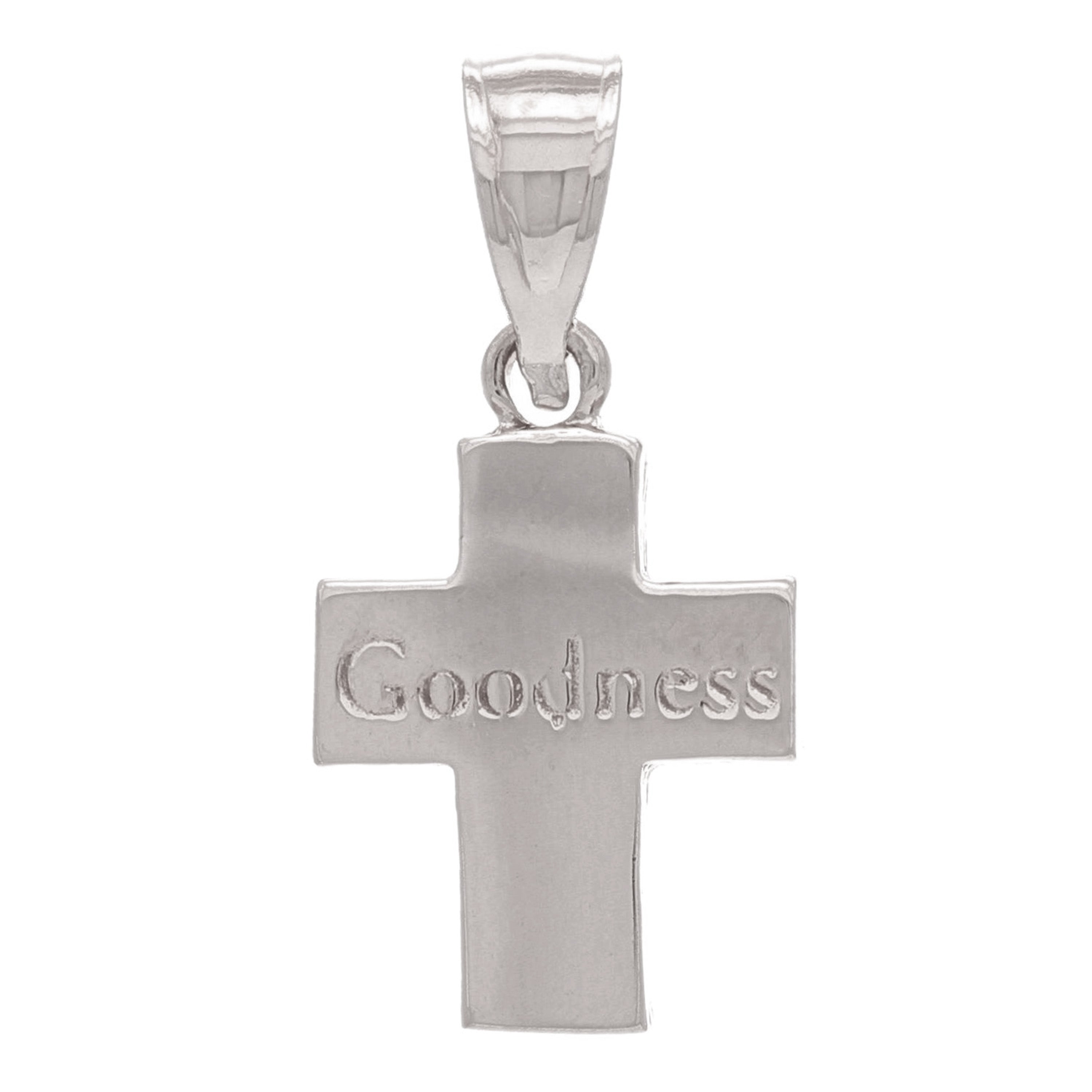 14k White Gold Goodness Religious Cross Charm Pendant 1.3 grams - White