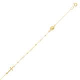 Italian 14k Yellow Gold Ball Beads Miraculous Medal Rosary Bracelet 7" 1.8 grams