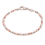 14k Rose & White Gold Handmade Fashion Link Bracelet 7.5" 4mm 9.6 grams - 7.5"