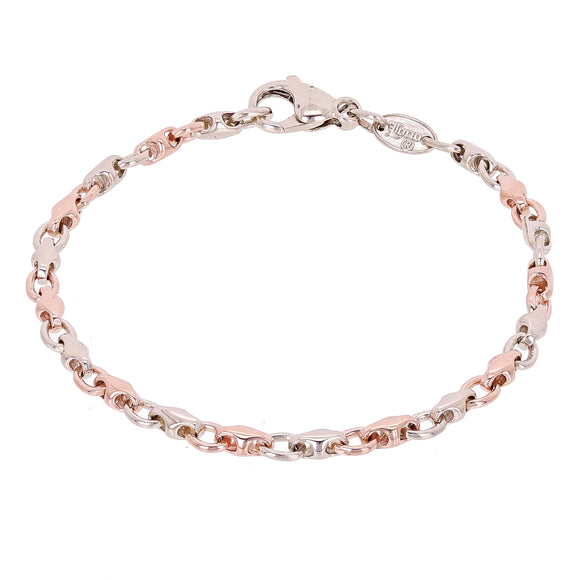 10k Rose & White Gold Handmade Fashion Link Bracelet 7