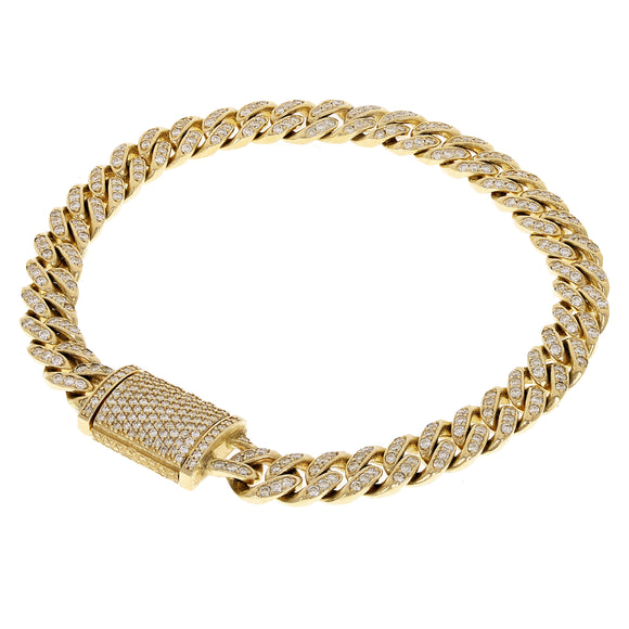 14k Yellow Gold 3.29ctw Miami Cuban Link Iced Out Real Diamond Bracelet 8