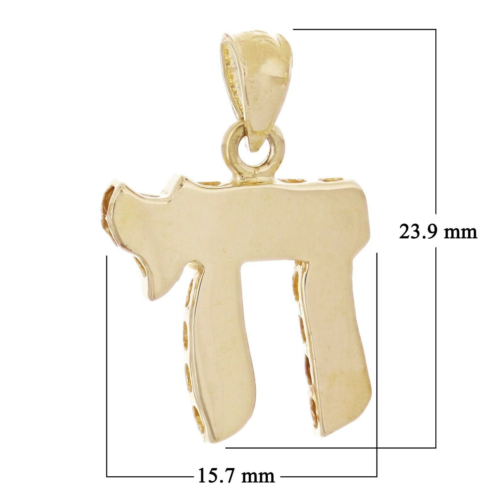 14k Yellow Gold Jewish Symbol of Life Hebrew Chai Charm Pendant 2.3 grams