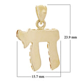 14k Yellow Gold Jewish Symbol of Life Hebrew Chai Charm Pendant 2.3 grams