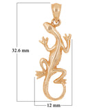 14k Rose Gold Solid Polished Gecko Lizard Reptile Charm Pendant 1.3" 1.6 grams - Rose