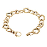 Italian 14k Yellow Gold Round Diamond Cut Open Link Bracelet 7.5" 13mm 7.8 grams