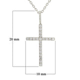 14k White Gold Diamond Cross Pendant Necklace 18" - White