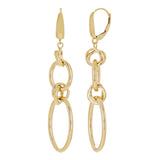 Italian 14k Yellow Gold Polished Graduated Oval Dangle Earrings 2.4" 3.4 grams