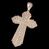 14k Yellow Gold Diamond Cut Cross  Pendant 2.6" 6.4 grams