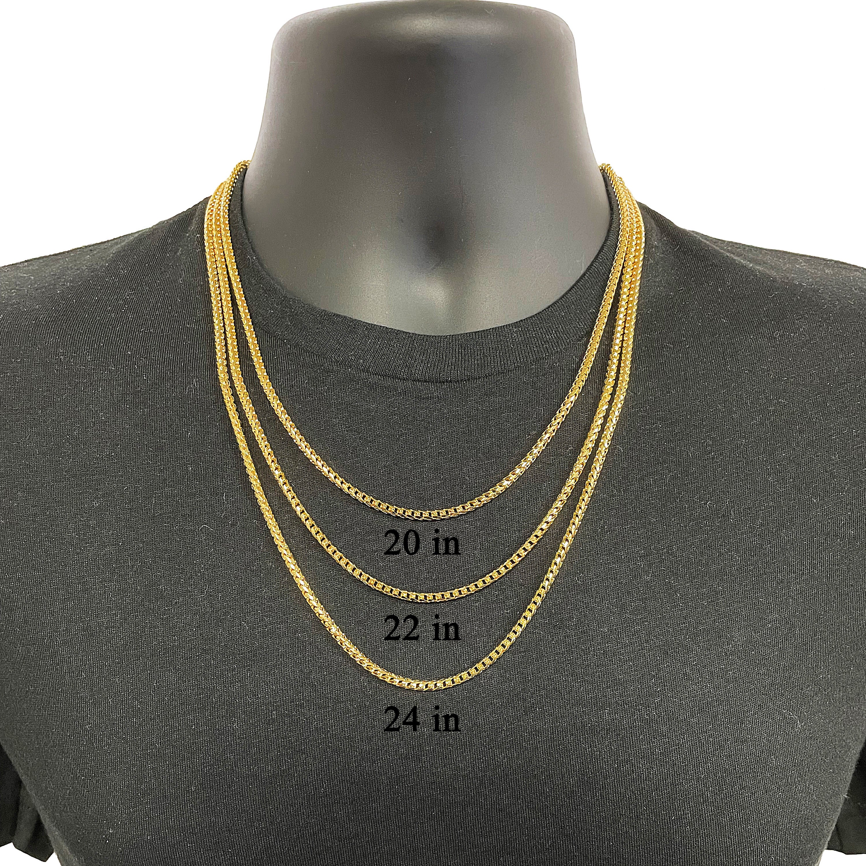 Italian 14k Yellow Gold Solid Diamond Cut Franco Chain Necklace 3.3mm
