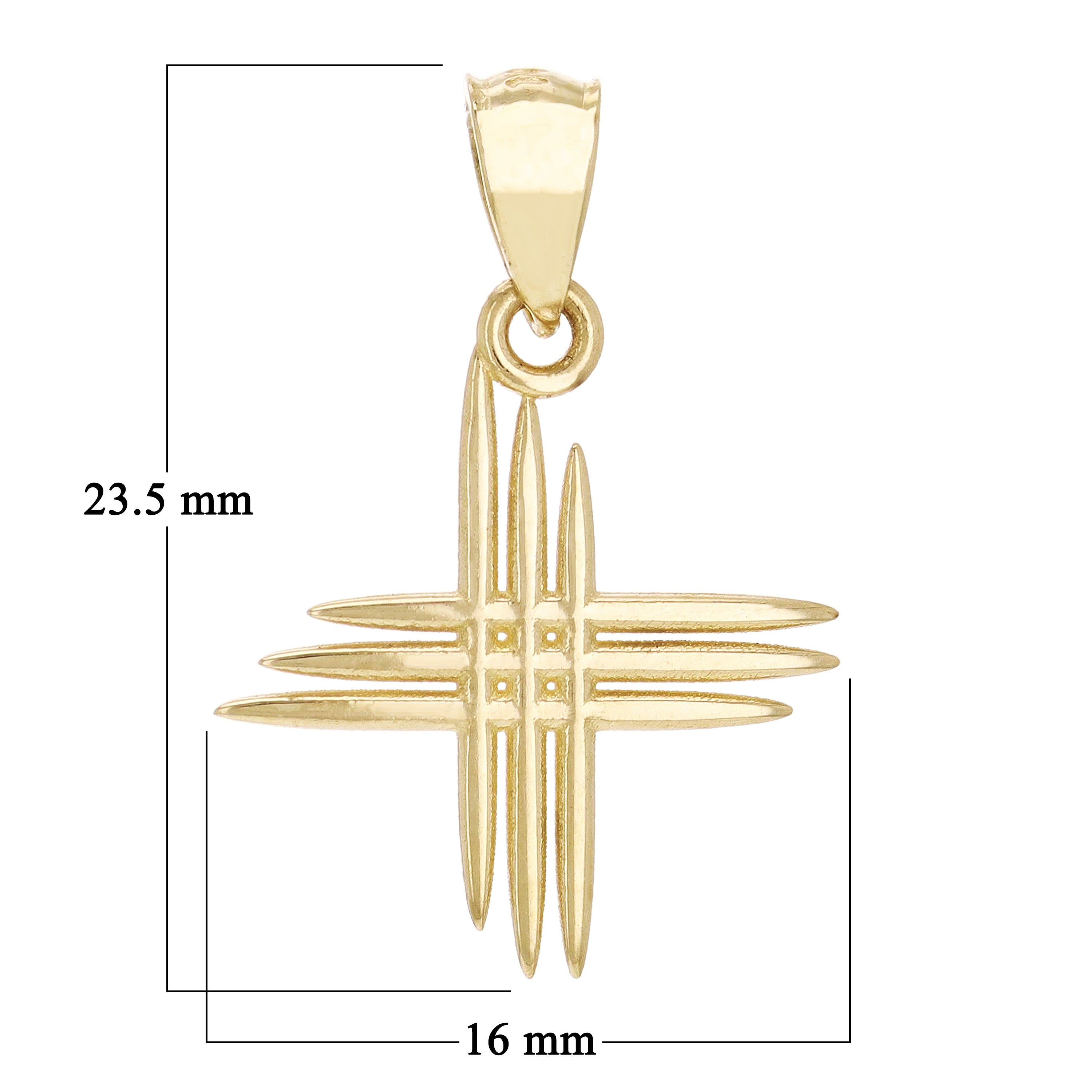 14k Yellow Gold Calvary 3 Cross Religious Charm Pendant 23x16mm 1 gram