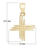 14k Yellow Gold Calvary 3 Cross Religious Charm Pendant 23x16mm 1 gram